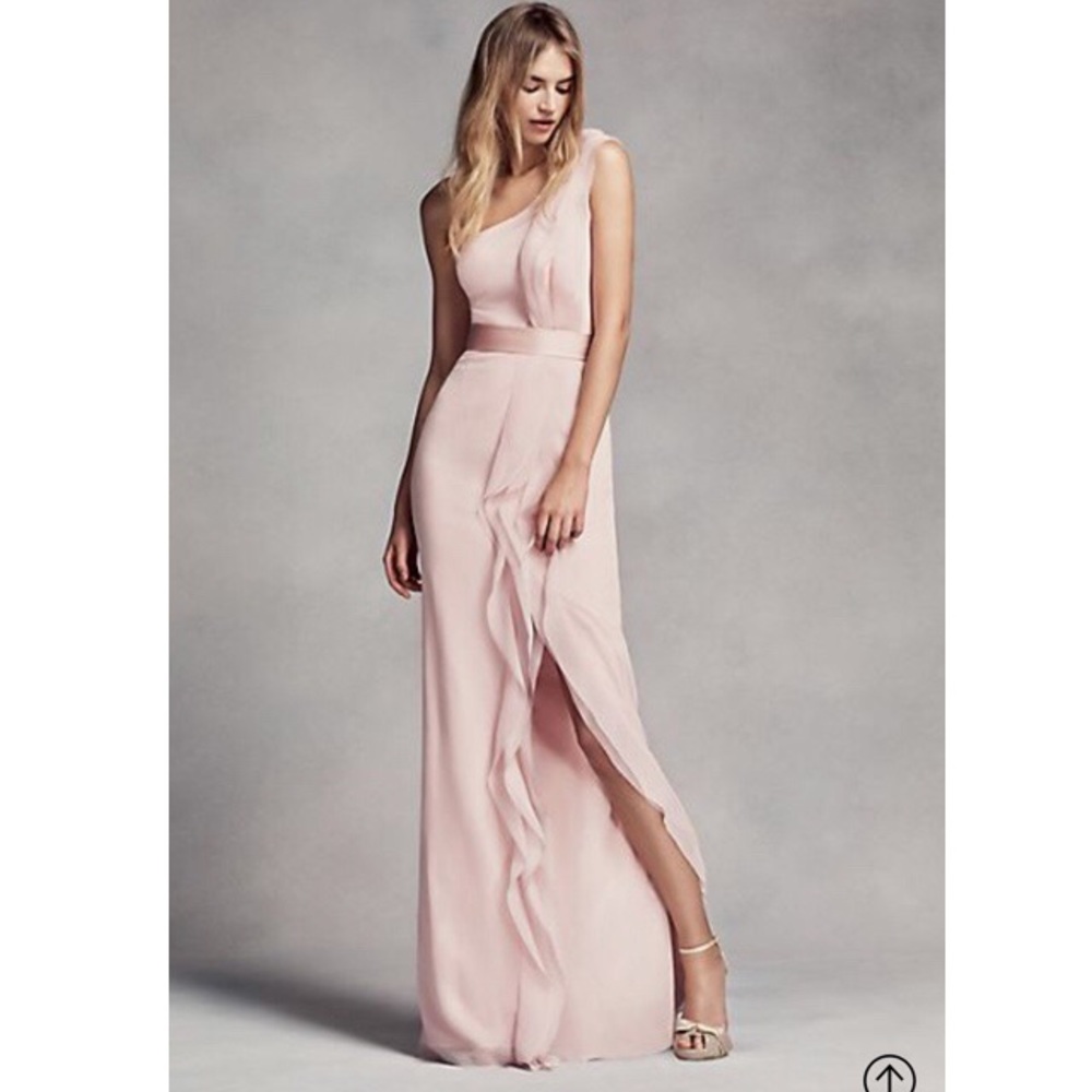 David’s Bridal Long One-Shoulder Bridesmaid Dress